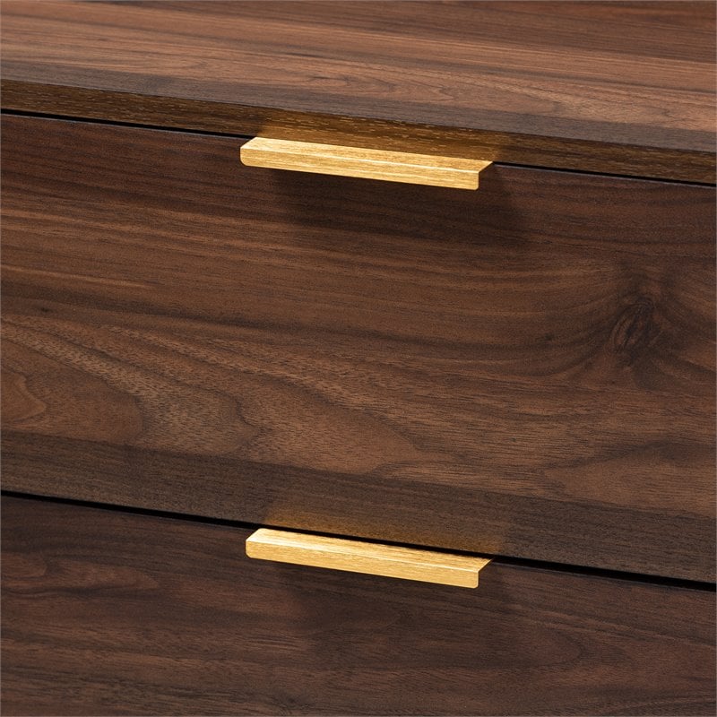 Baxton Studio Lena Walnut Brown Finished 3-Drawer Wood Chest