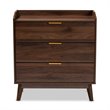 Baxton Studio Lena Walnut Brown Finished 3-Drawer Wood Chest
