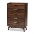 Baxton Studio Lena Walnut Brown Finished 5-Drawer Wood Chest