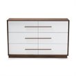Baxton Studio Mette 6-Drawer Wood Dresser in White and Walnut