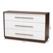 Baxton Studio Mette 6-Drawer Wood Dresser in White and Walnut