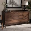 Baxton Studio Lena Mid-Century 6-Drawer Wood Dresser in Walnut and Brown