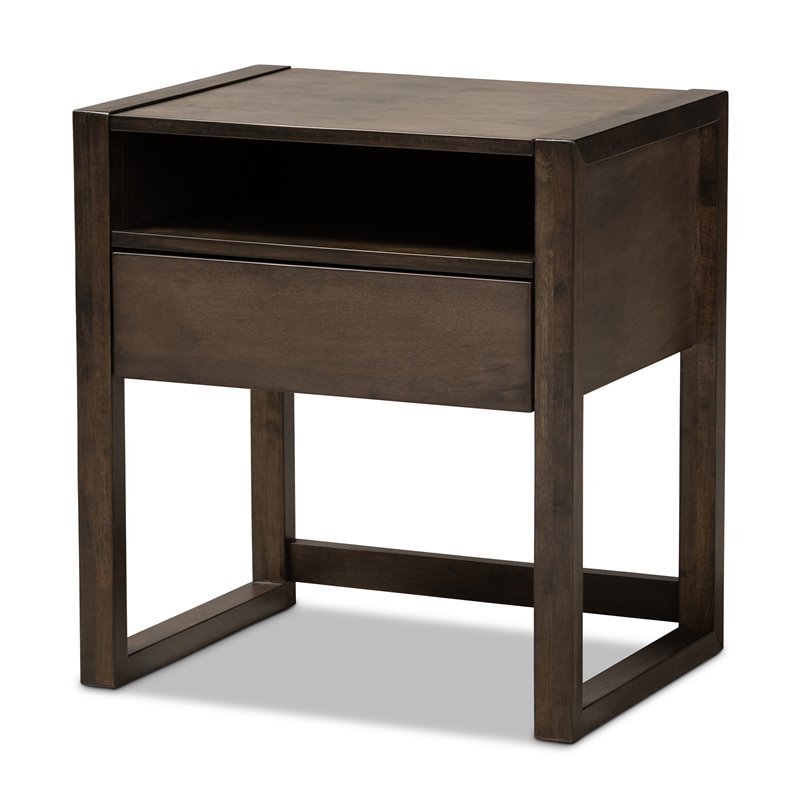 Baxton Studio Contemporary Inicio 1 Drawer Wood Nightstand In Ash Brown 157 21003 9080 Cymx