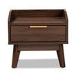 Baxton Studio Mid-Century Lena 1-Drawer Wood Nightstand in Walnut Brown