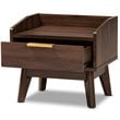 Baxton Studio Mid-Century Lena 1-Drawer Wood Nightstand in Walnut Brown