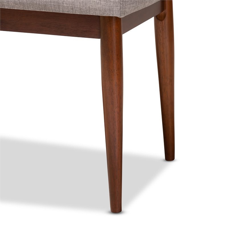 Baxton Studio Itami Upholstered Wood Bench in Light Gray and Medium Oak