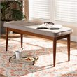 Baxton Studio Itami Upholstered Wood Bench in Light Gray and Medium Oak