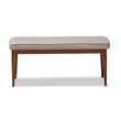 Baxton Studio Itami Upholstered Wood Bench in Light Gray and Medium Oak