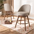 Baxton Carra Light Beige Upholstered Swivel Counter Stool in Walnut Set of 2
