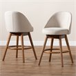 Baxton Carra Light Beige Upholstered Swivel Counter Stool in Walnut Set of 2