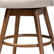 Baxton Carra Light Beige Upholstered Swivel Counter Stool in Walnut Set of 2