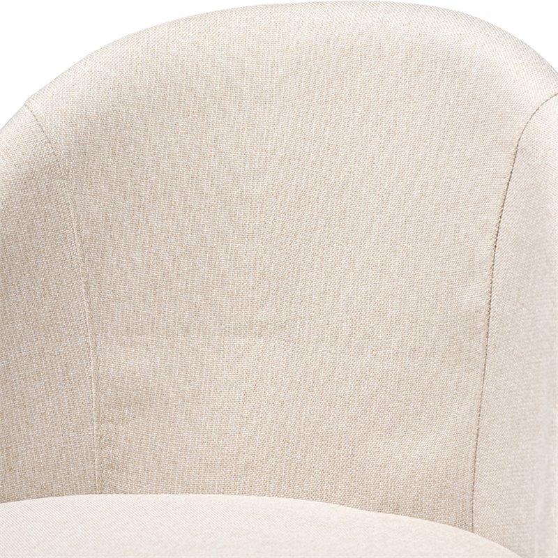 Baxton Carra Light Beige Upholstered Swivel Counter Stool in Walnut Set of 2