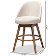 Baxton Carra Light Beige Upholstered Swivel Counter Stool in Walnut Set of 2