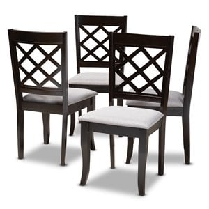Baxton Studio Verner Wood Dining Chair in Gray and Espresso - Set of 4