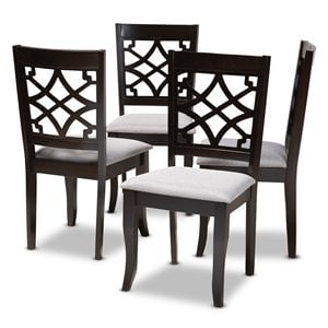Baxton Studio Mael Wood Dining Chair in Gray and Espresso - Set of 4