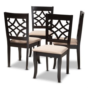Baxton Studio Mael Wood Dining Chair in Sand and Espresso (Set of 4)