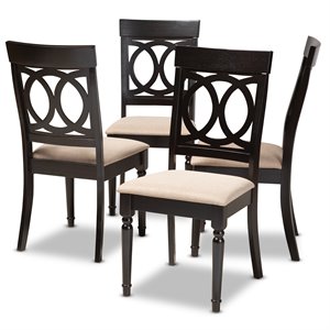 Baxton Studio Lucie Wood Dining Chair in Sand and Espresso - Set of 4