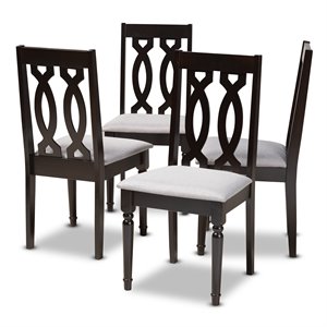 Baxton Studio Cherese Wood Dining Chair in Gray and Espresso - Set of 4
