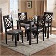 Baxton Studio Verner 5-Piece Wood Upholstered Dining Set in Gray and Espresso