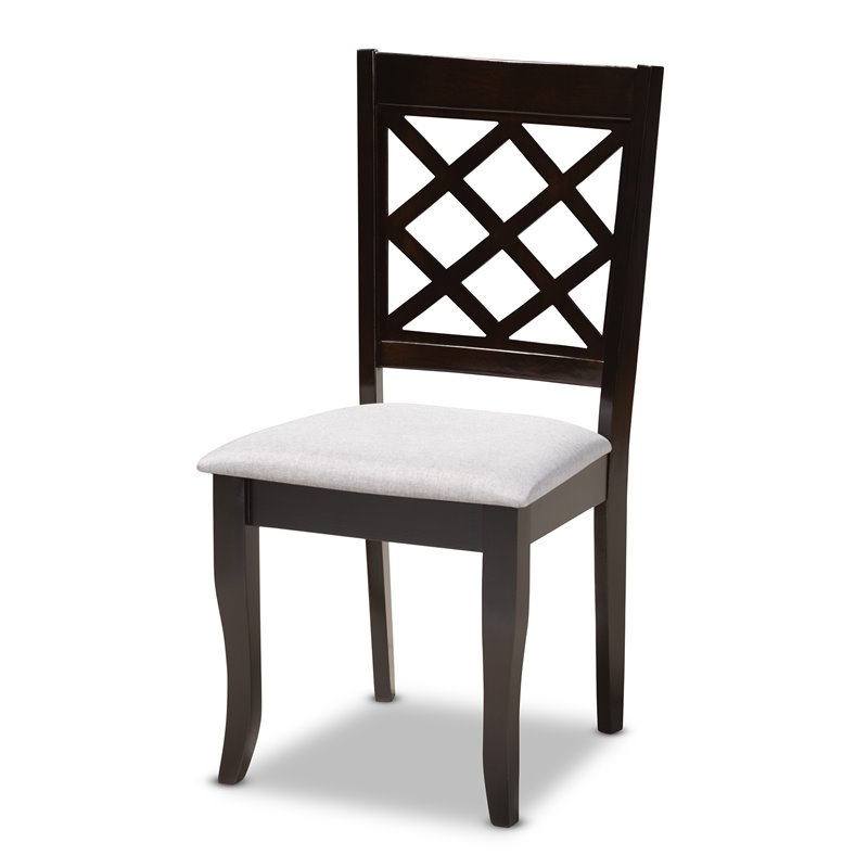 Baxton Studio Verner 5-Piece Wood Upholstered Dining Set in Gray and Espresso