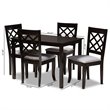 Baxton Studio Verner 5-Piece Wood Upholstered Dining Set in Gray and Espresso
