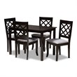 Baxton Studio Verner 5-Piece Wood Upholstered Dining Set in Gray and Espresso