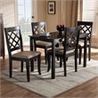 Baxton Studio Verner 5-Piece Wood Upholstered Dining Set in Sand and Espresso