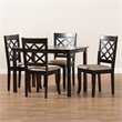 Baxton Studio Verner 5-Piece Wood Upholstered Dining Set in Sand and Espresso