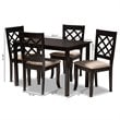Baxton Studio Verner 5-Piece Wood Upholstered Dining Set in Sand and Espresso