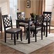 Baxton Studio Mael 5-Piece Wood Upholstered Dining Set in Gray and Espresso