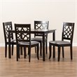 Baxton Studio Mael 5-Piece Wood Upholstered Dining Set in Gray and Espresso