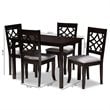 Baxton Studio Mael 5-Piece Wood Upholstered Dining Set in Gray and Espresso