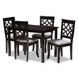Baxton Studio Mael 5-Piece Wood Upholstered Dining Set in Gray and Espresso