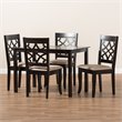 Baxton Studio Mael 5-Piece Wood Upholstered Dining Set in Sand and Espresso