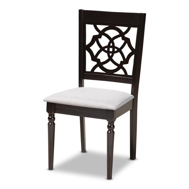 Baxton Studio Renaud 5-Piece Wood Upholstered Dining Set in Gray and Espresso