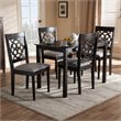 Baxton Studio Renaud 5-Piece Wood Upholstered Dining Set in Gray and Espresso