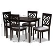 Baxton Studio Renaud 5-Piece Wood Upholstered Dining Set in Gray and Espresso