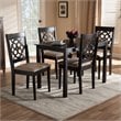 Baxton Studio Renaud 5-Piece Wood Upholstered Dining Set in Sand and Espresso