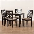 Baxton Studio Renaud 5-Piece Wood Upholstered Dining Set in Sand and Espresso
