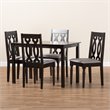Baxton Studio Cherese 5-Piece Wood Upholstered Dining Set in Gray and Espresso