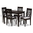 Baxton Studio Cherese 5-Piece Wood Upholstered Dining Set in Gray and Espresso