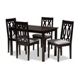 Baxton Studio Cherese 5-Piece Wood Upholstered Dining Set in Gray and Espresso