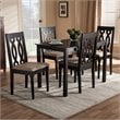 Baxton Studio Cherese 5-Piece Wood Upholstered Dining Set in Sand and Espresso