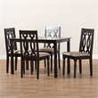 Baxton Studio Cherese 5-Piece Wood Upholstered Dining Set in Sand and Espresso