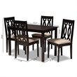 Baxton Studio Cherese 5-Piece Wood Upholstered Dining Set in Sand and Espresso