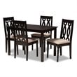 Baxton Studio Cherese 5-Piece Wood Upholstered Dining Set in Sand and Espresso