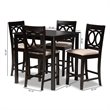 Baxton Studio Contemporary Lenoir 5-Piece Wood Pub Set in Sand and Espresso