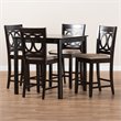 Baxton Studio Contemporary Lenoir 5-Piece Wood Pub Set in Sand and Espresso