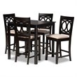 Baxton Studio Contemporary Lenoir 5-Piece Wood Pub Set in Sand and Espresso