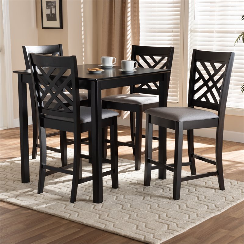 Baxton Studio Contemporary Caron 5 Piece Wood Pub Set In Gray And